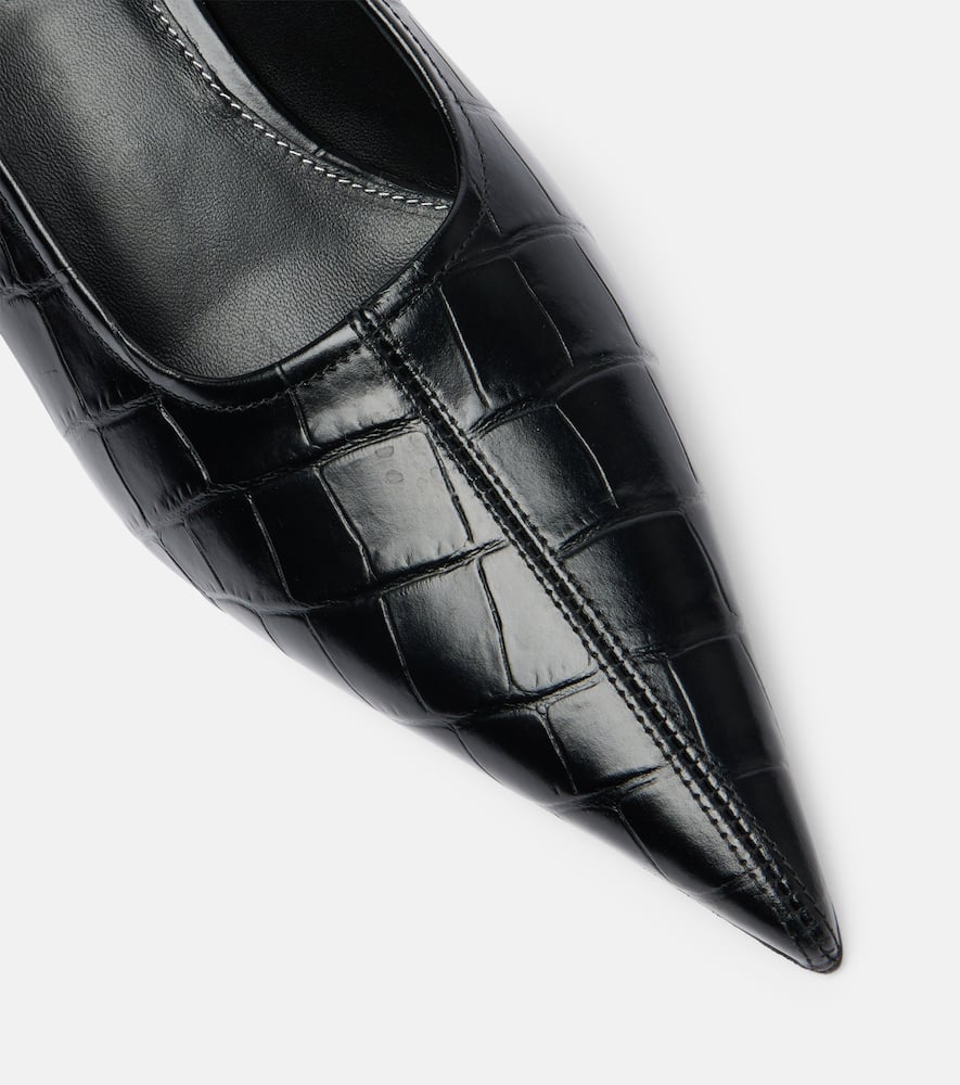 Totême Croc-effect Leather Wedge Pumps In Black