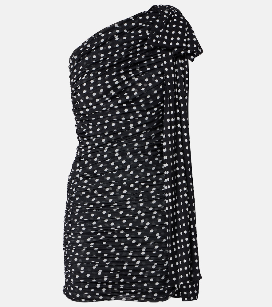 Patou Polka-dot one-shoulder minidress