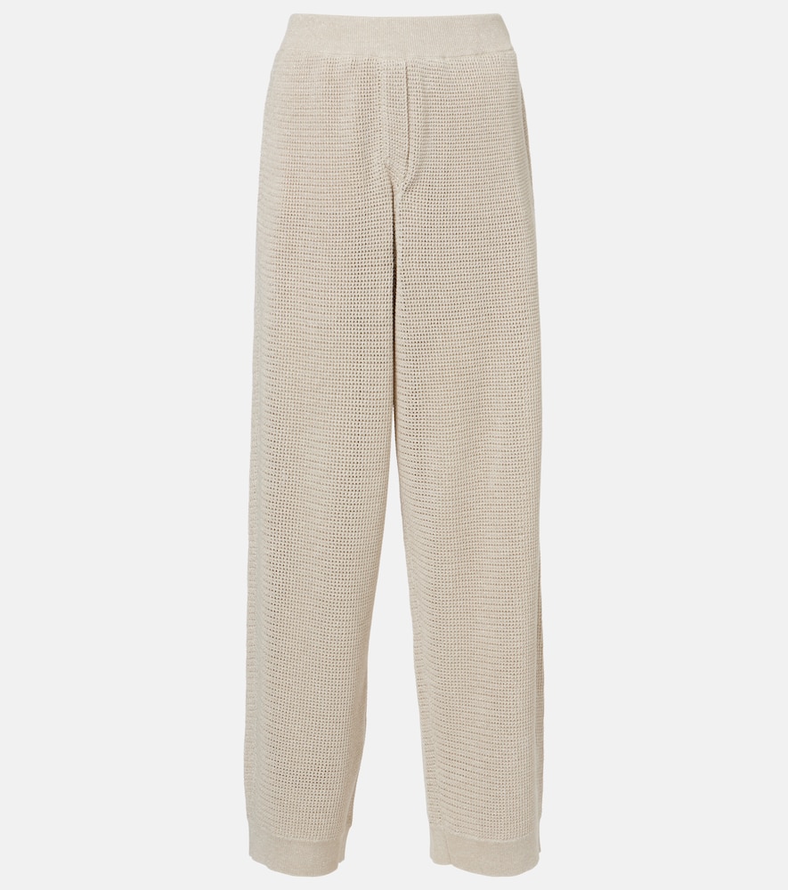 Brunello Cucinelli Women's Beige Knitted Cotton-Blend Wide-Leg Pants UK Size 6 - Mytheresa