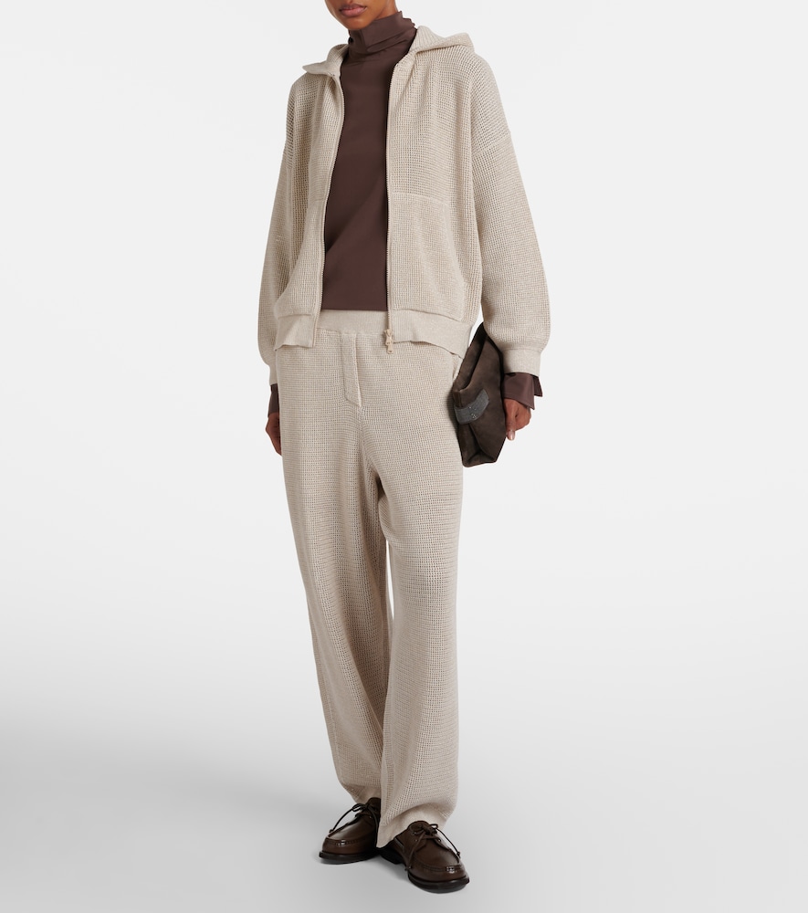 Brunello Cucinelli Knitted cotton-blend wide-leg pants