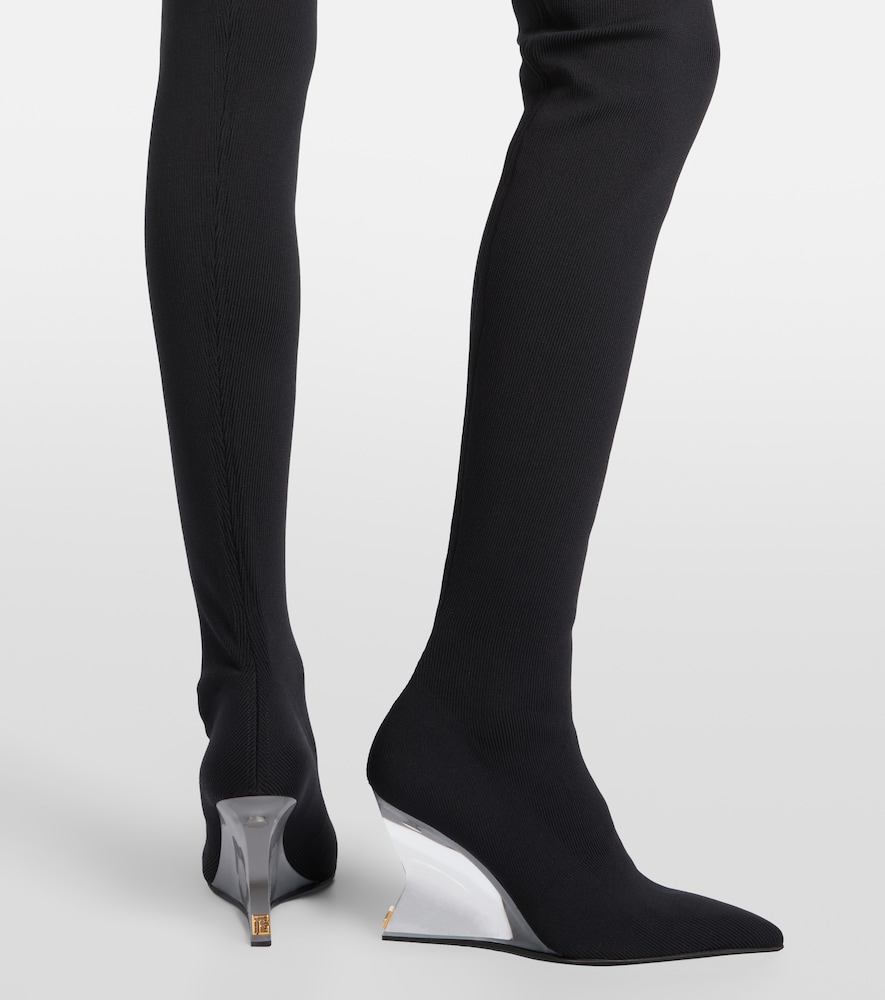 Balmain Knitted wedge over-the-knee boots