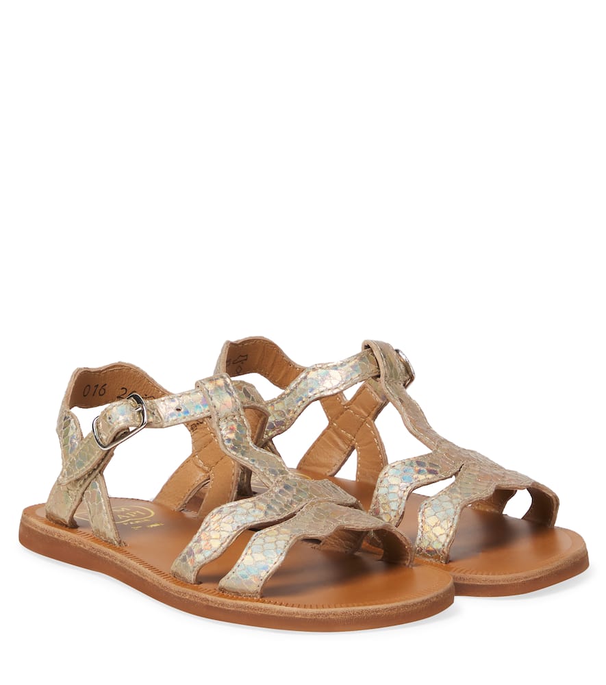 Sandalen Plagette aus Metallic-Leder
