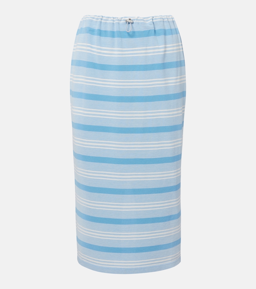 Prada Striped cotton piqué pencil skirt