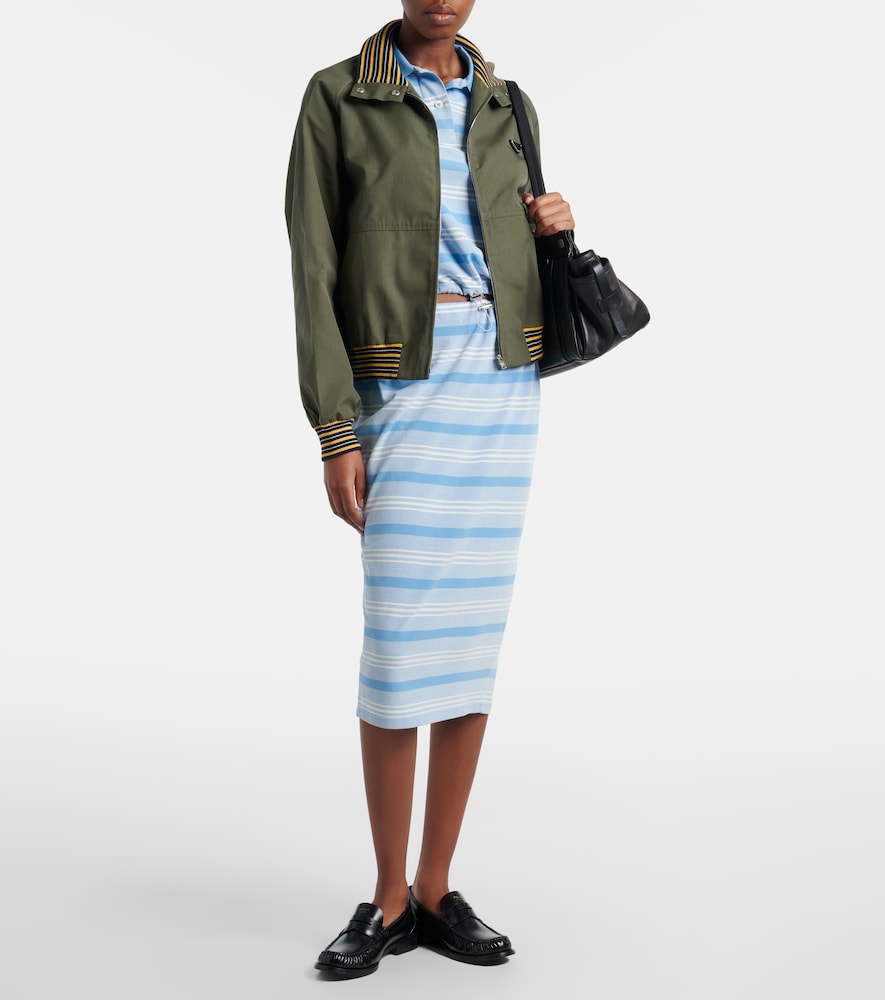 Prada Striped cotton piqué pencil skirt