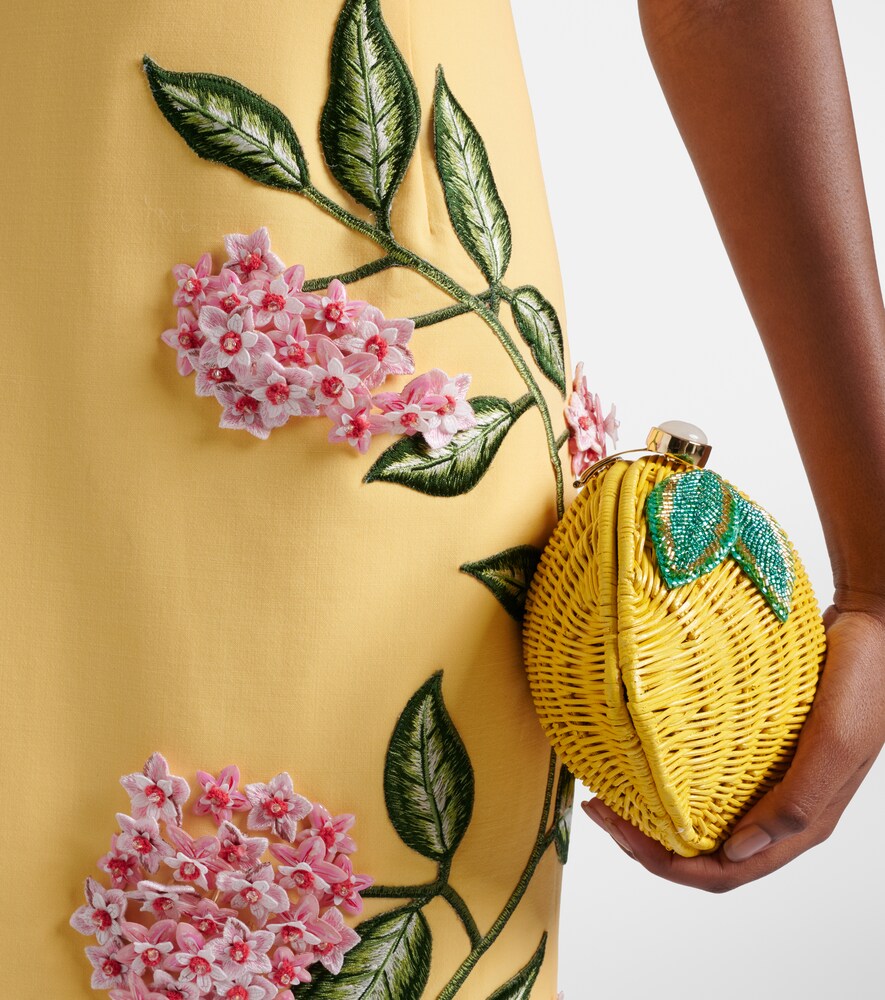 Lemon Wicker Clutch