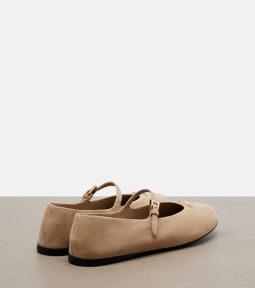  Prada Prada Suede Mary Jane Flats 
