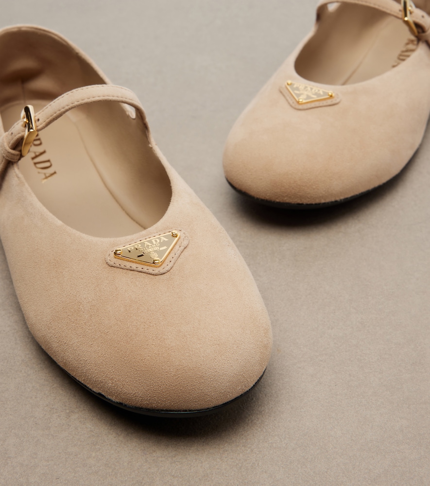  Prada Prada Suede Mary Jane Flats 