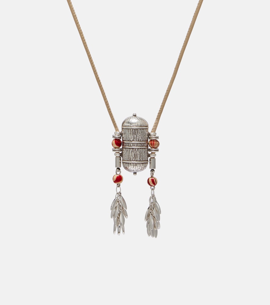 Isabel Marant Janis beaded leather-trimmed pendant necklace