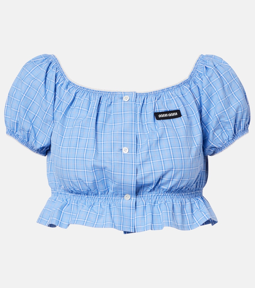 Miu Miu Checked cotton poplin crop top