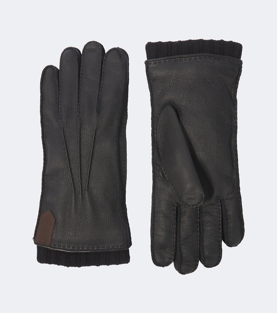 Canali Gants en cuir et cachemire 580$