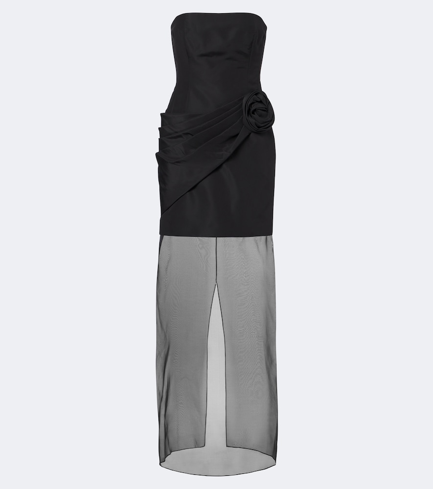 Bustier-Robe aus Seidenfaille und Organza