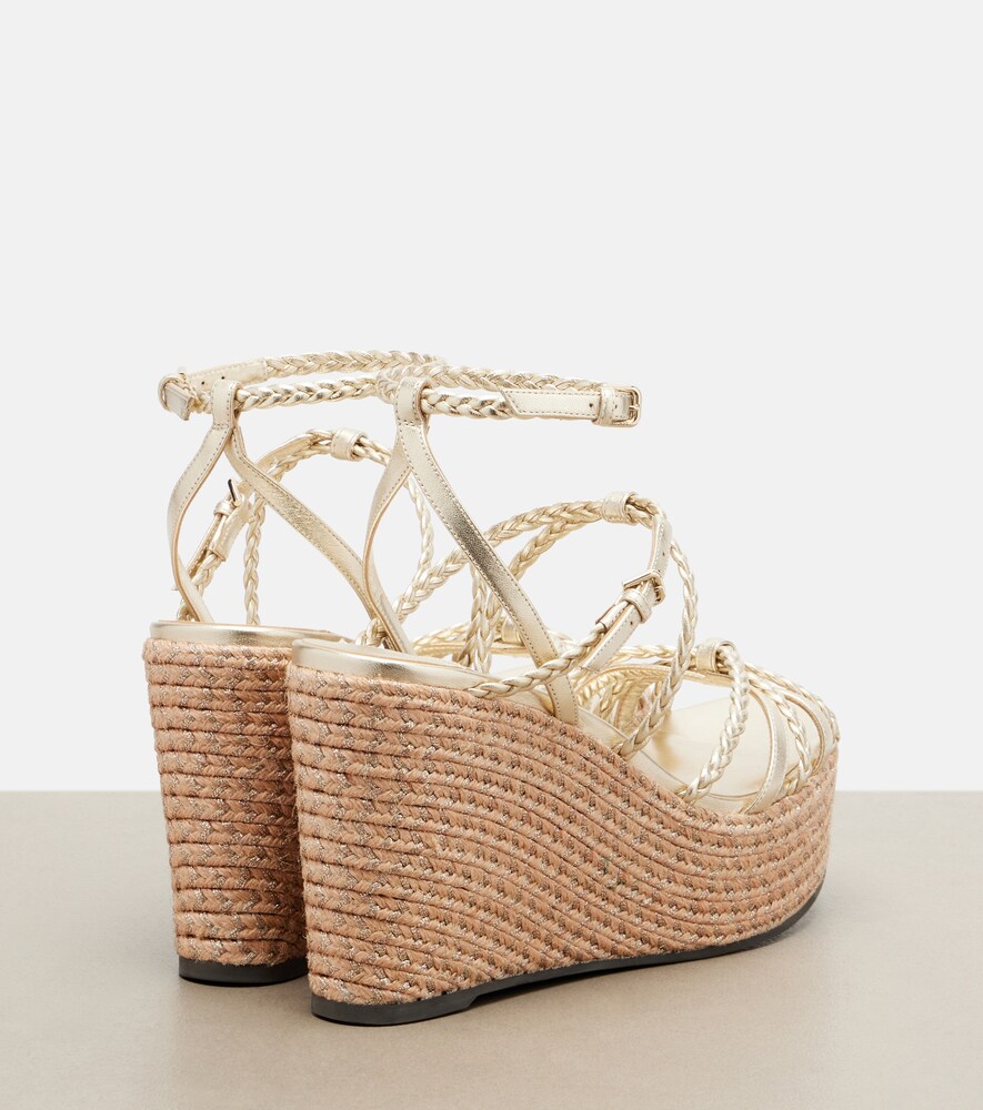  Jimmy Choo Jimmy Choo Nyra Braided Leather Espadrille Wedges 