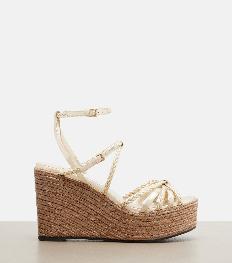  Jimmy Choo Jimmy Choo Nyra Braided Leather Espadrille Wedges 