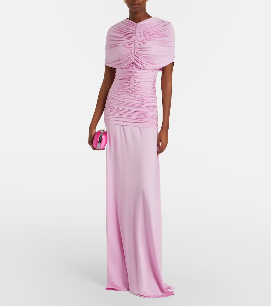 Self-Portrait Caped ruched jersey maxi dress