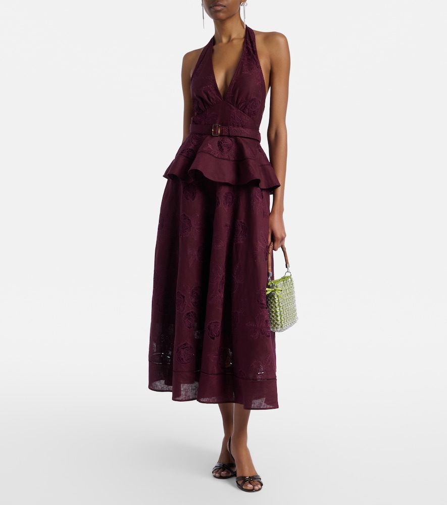 Broderie Anglaise Cotton And Linen Midi Dress