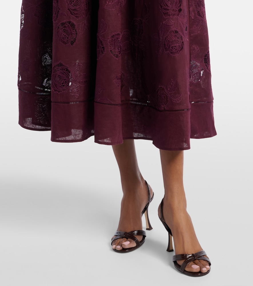 Broderie Anglaise Cotton And Linen Midi Dress