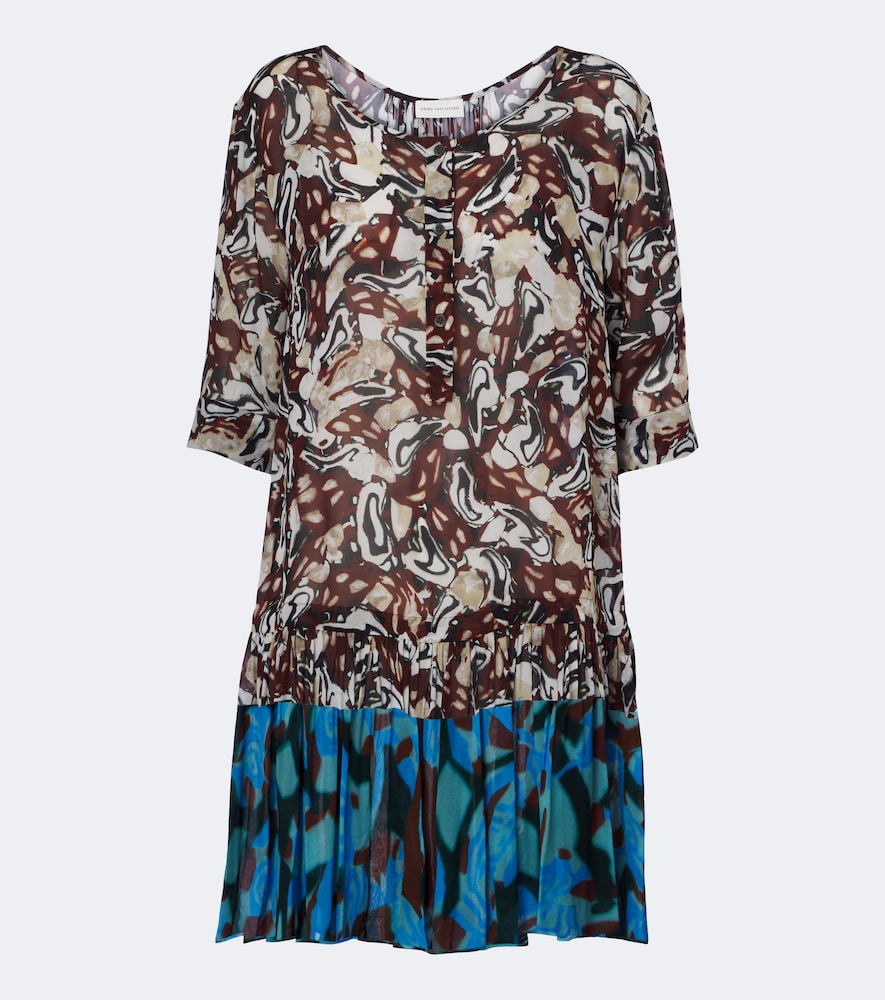 Dries Van Noten Printed Minidress In Brown