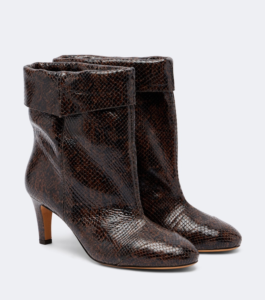 Isabel Marant Eldra Snake-effect Leather Ankle Boots In Brown