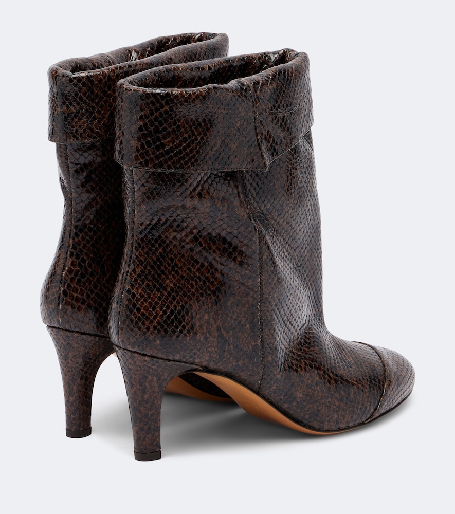 Isabel Marant Eldra Snake-effect Leather Ankle Boots In Brown