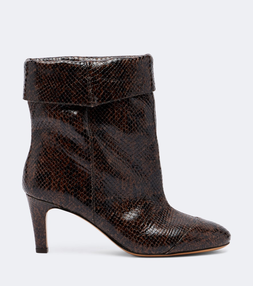Isabel Marant Eldra Snake-effect Leather Ankle Boots In Brown