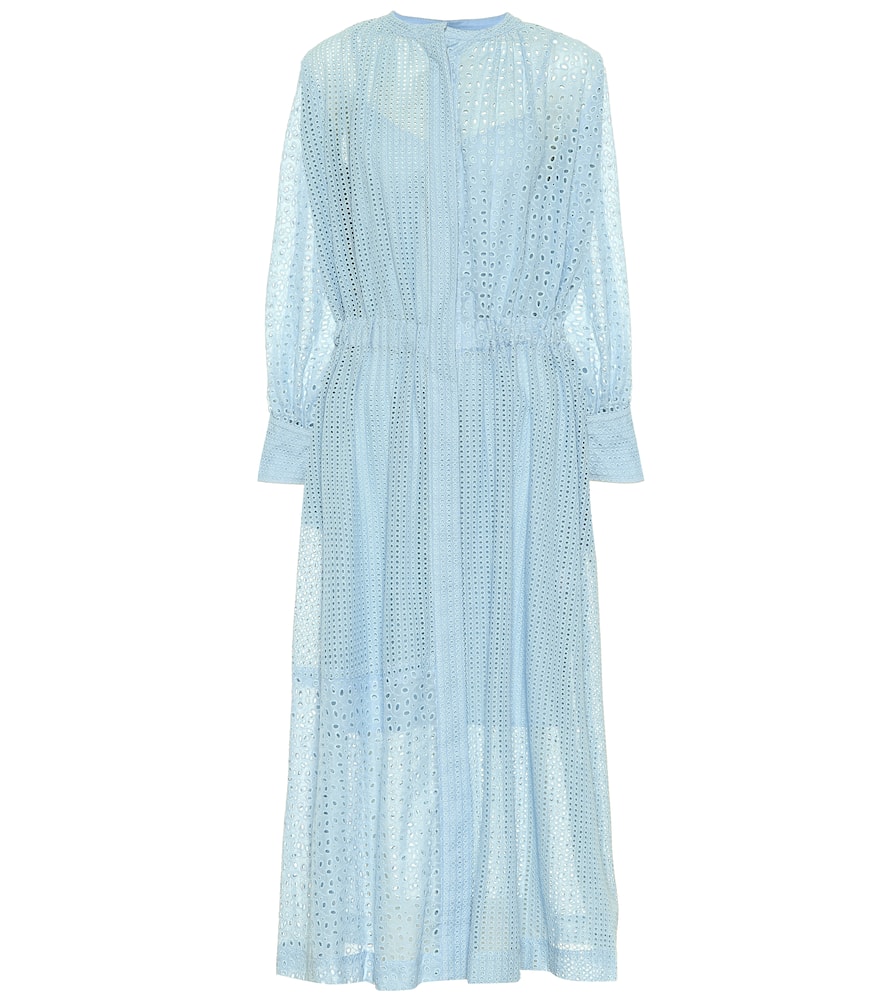 Click to view more detailed imagery on our partner's website Joseph Rafael Broderie Anglaise Cotton-blend Midi Dress In Blue