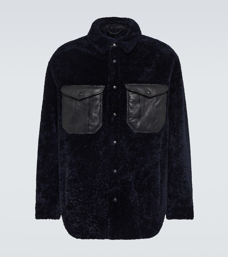 Giorgio Armani Leather-detail shearling shirt jacket