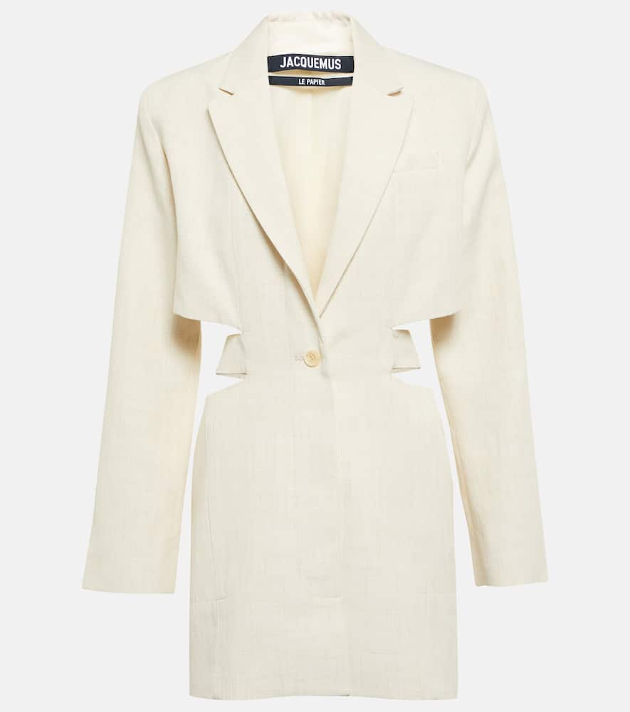 JACQUEMUS LA dressing gown BARI LINEN-BLEND MINIDRESS