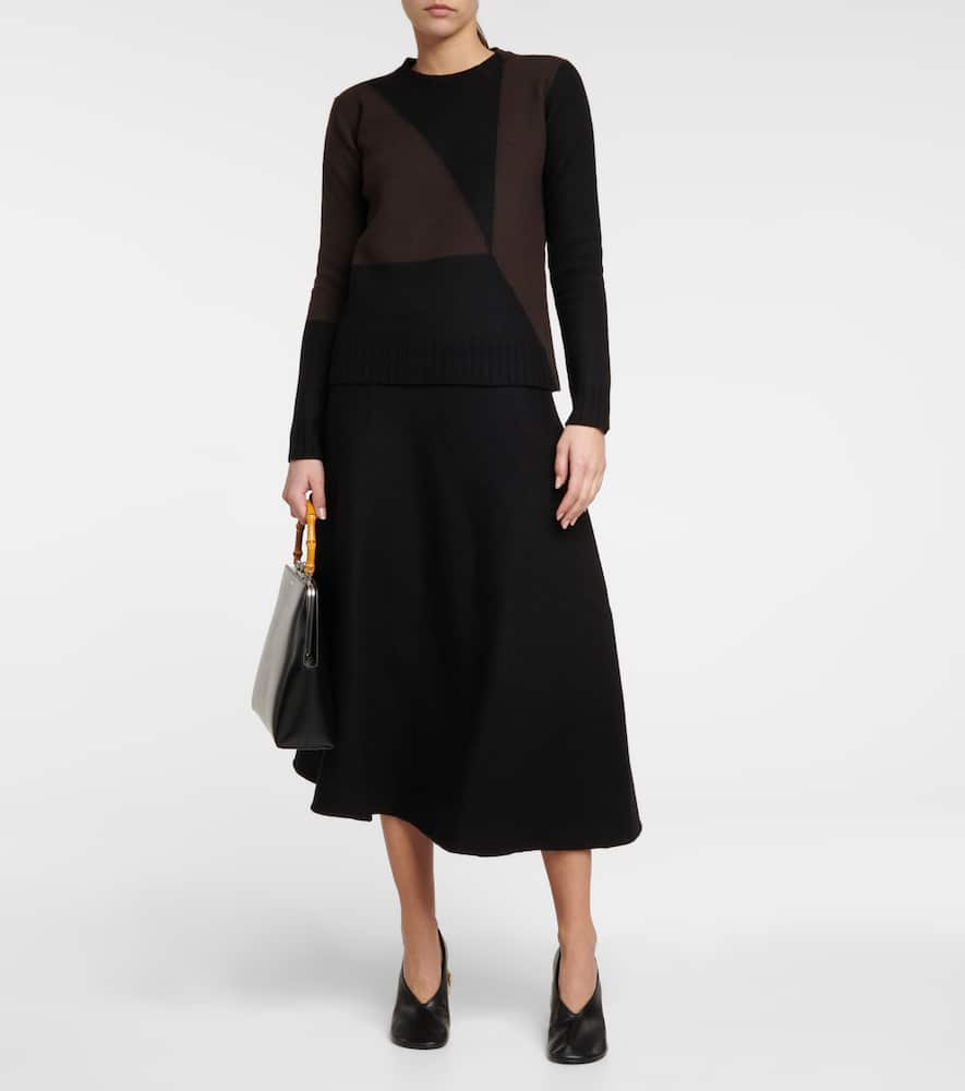 Shop Jil Sander Virgin Wool Midi Skirt In Black