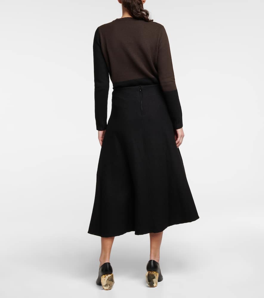 Shop Jil Sander Virgin Wool Midi Skirt In Black