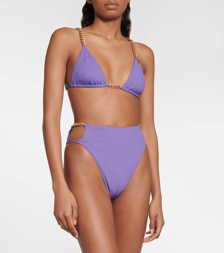 Shop Stella Mccartney Chain-trimmed Triangle Bikini Top In Violet