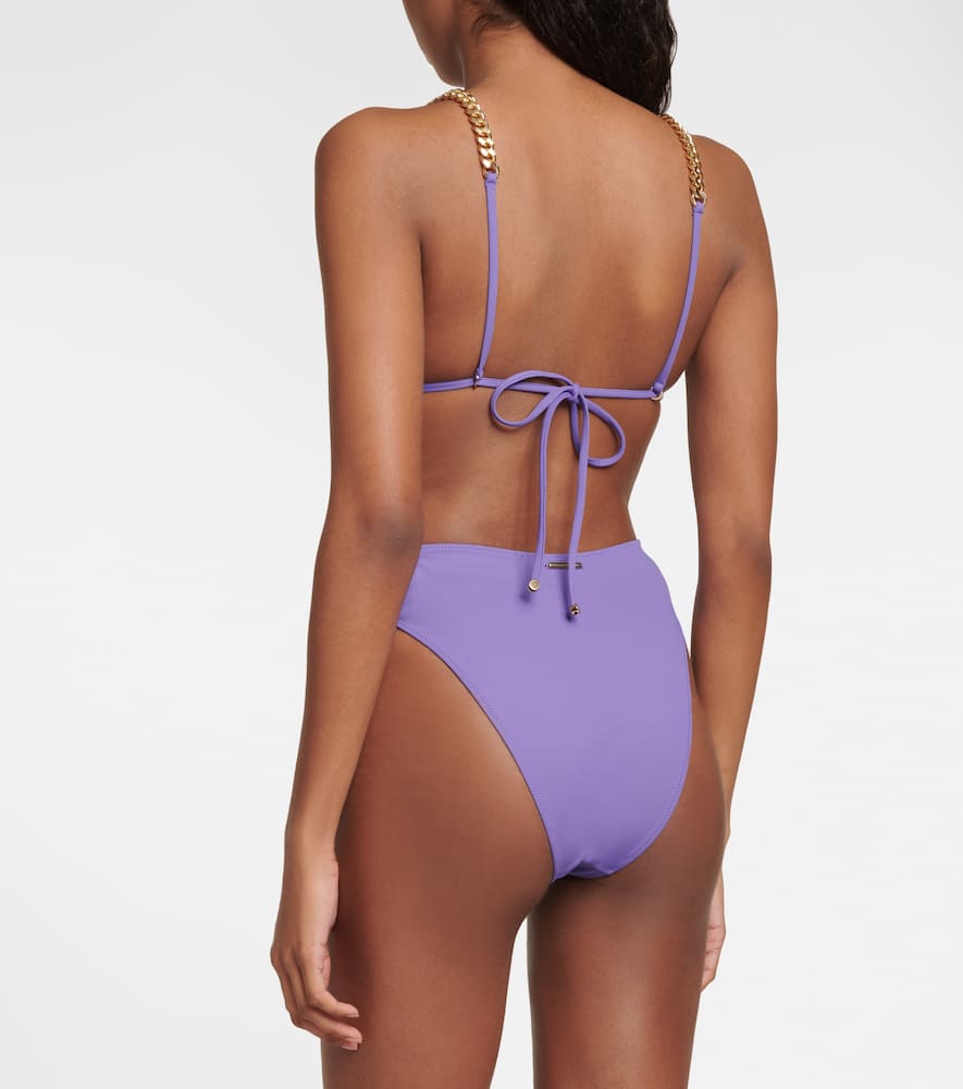 Shop Stella Mccartney Chain-trimmed Triangle Bikini Top In Violet