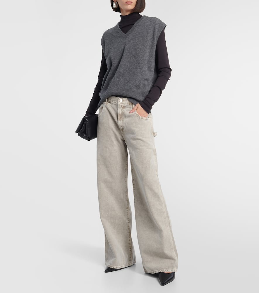 Agolde Magda Organic Cotton Carpenter Jeans In Beige