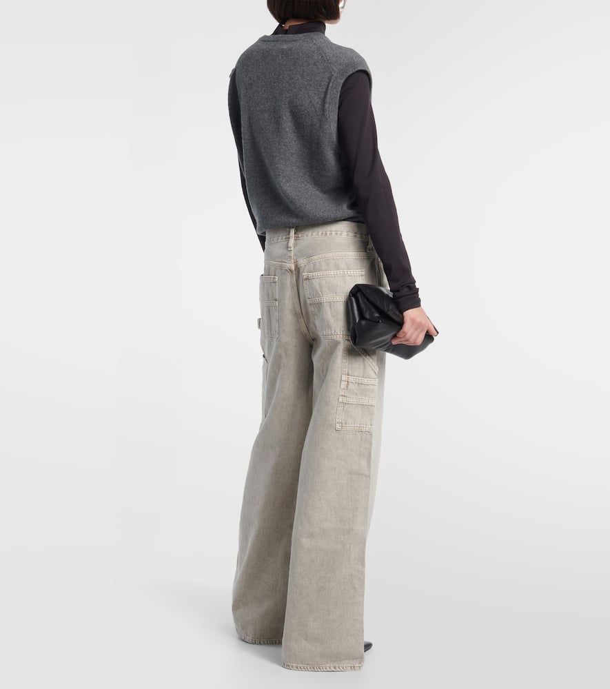 Agolde Magda Organic Cotton Carpenter Jeans In Beige