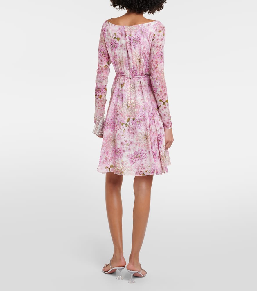 Shop Giambattista Valli Printed Silk Georgette Minidress In Pink