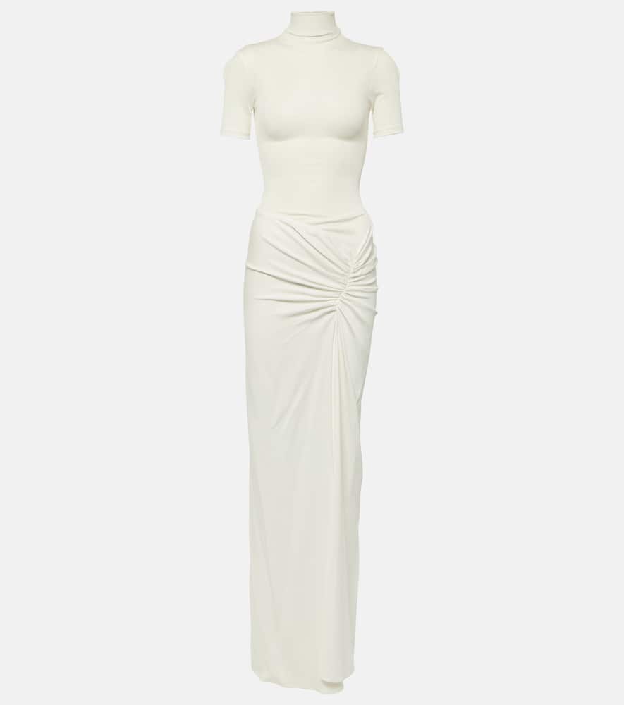 Christopher Esber Fusion Ruched Maxi Dress In White
