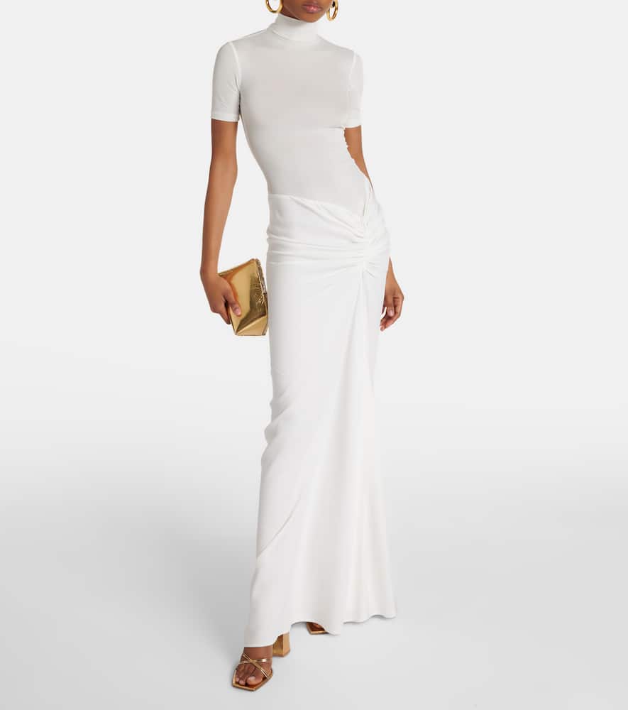 Christopher Esber Fusion Ruched Maxi Dress In White