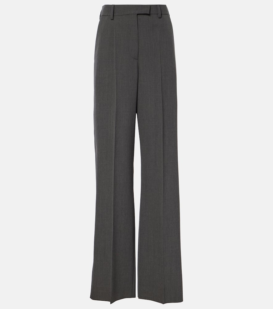 Valentino Gerade High-rise-hose Aus Wolle In Grau