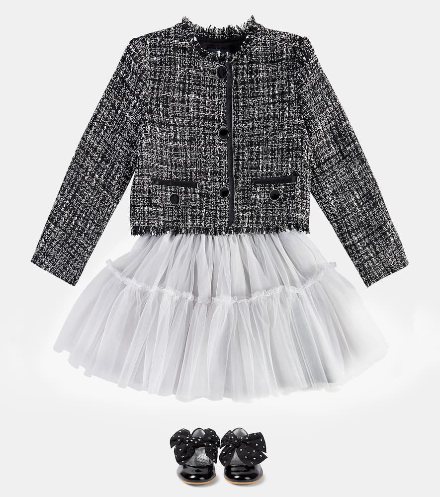 Monnalisa Tiered Tulle Skirt In Grey