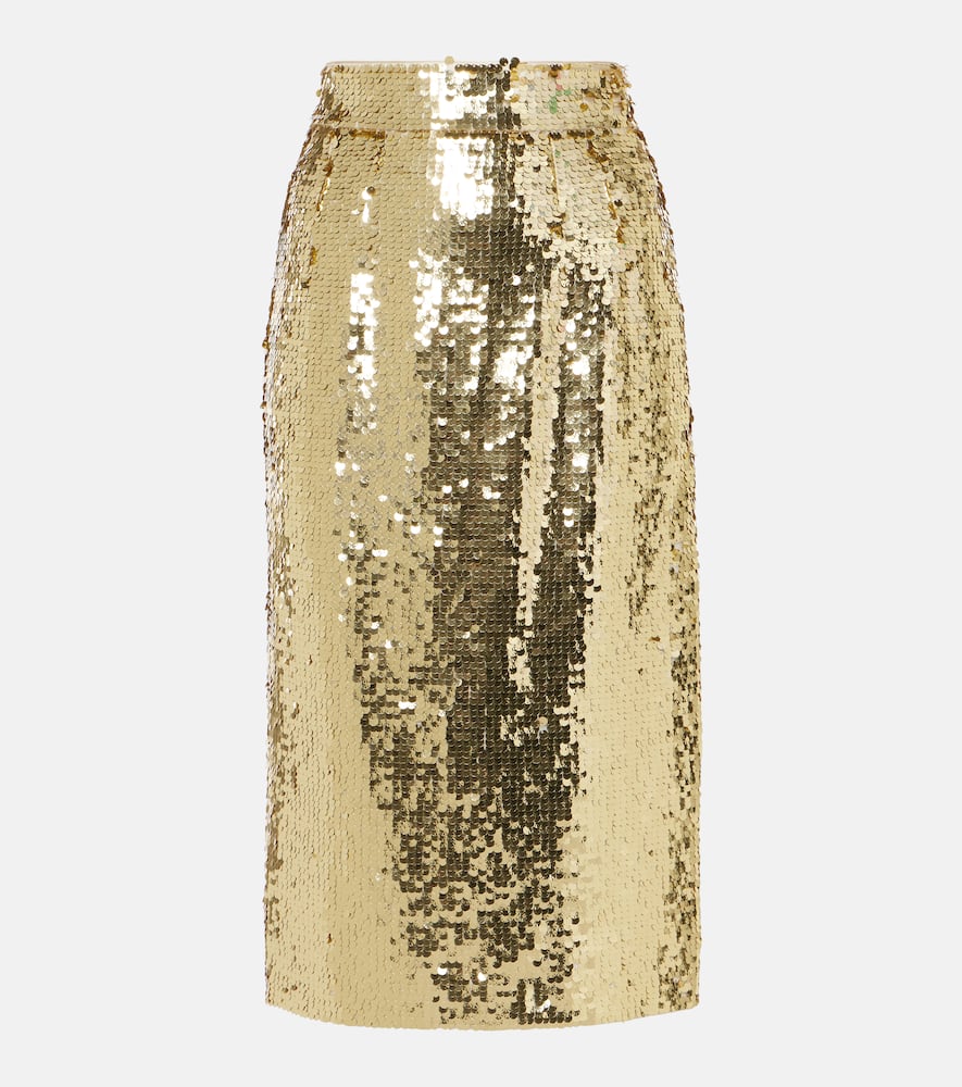 Dolce & Gabbana Sequined Midi Skirt In Gold
