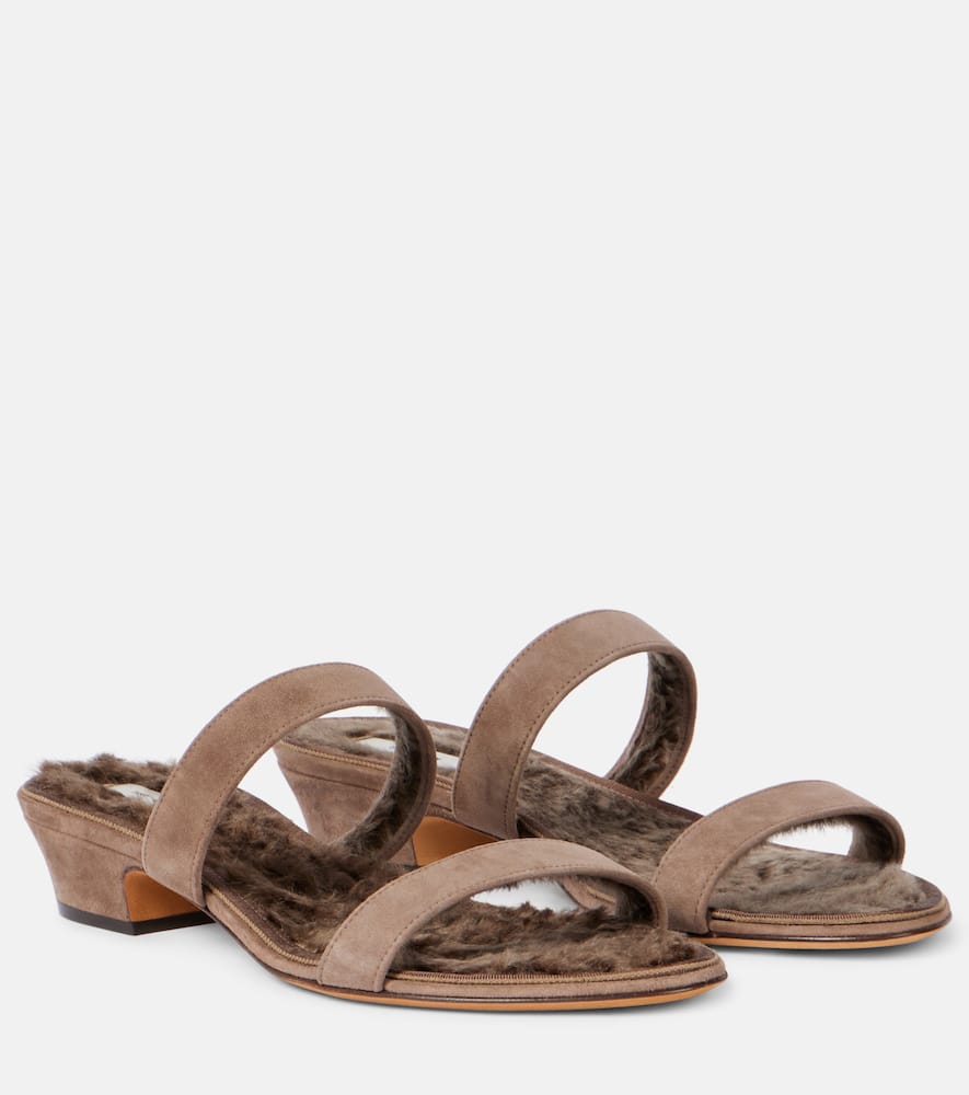 The Row Awar Suede Sandals In Brown