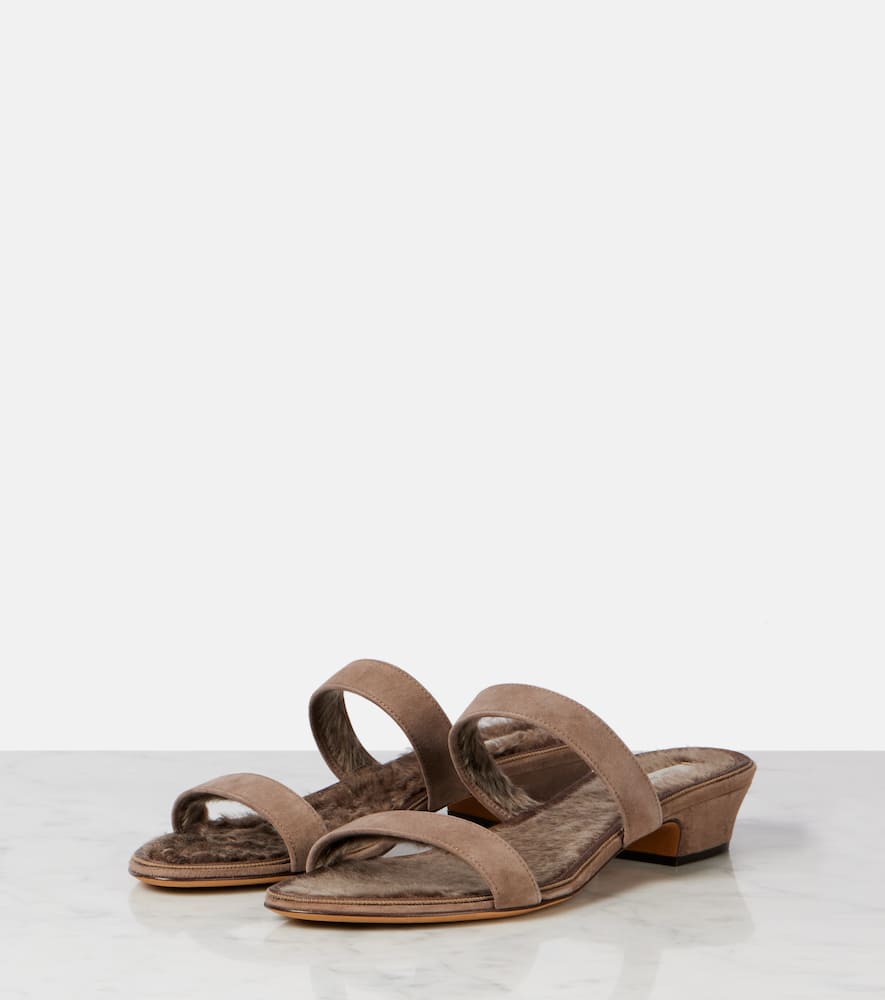 The Row Awar Suede Sandals In Brown