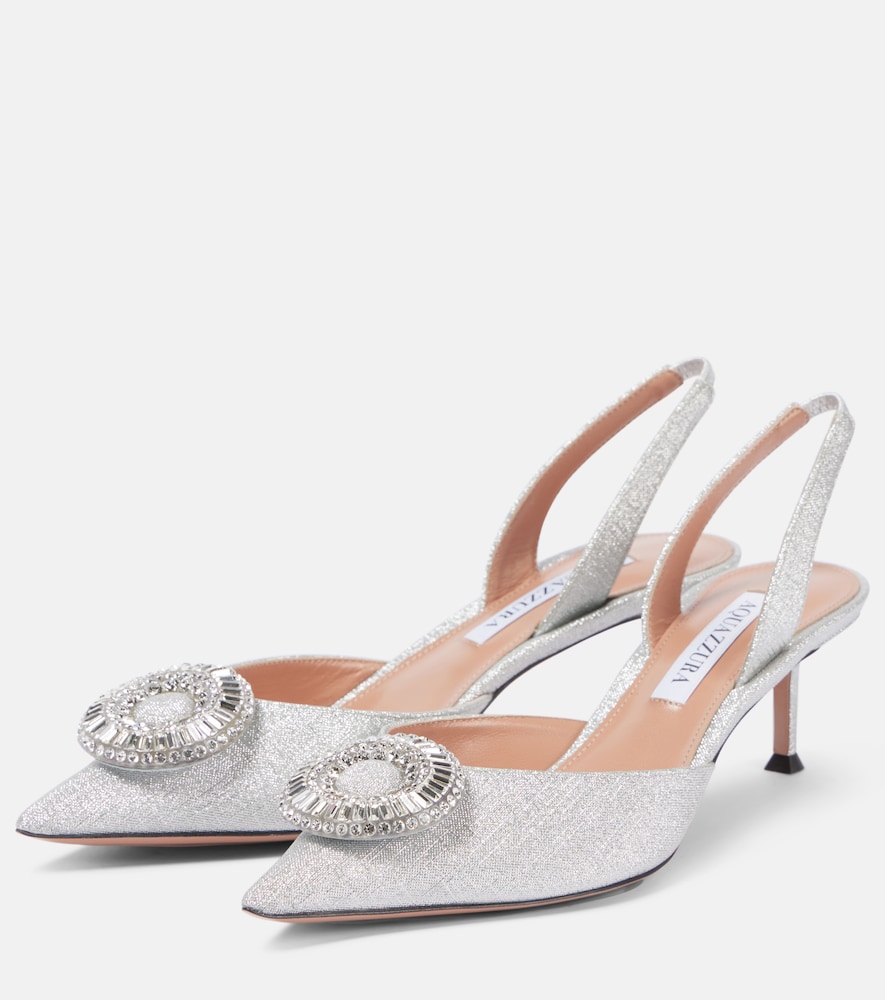  Aquazzura Aquazzura Crystal Hoop 50 Glitter Slingback Pumps 