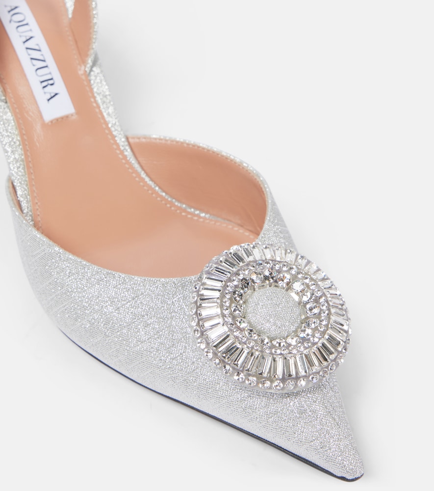  Aquazzura Aquazzura Crystal Hoop 50 Glitter Slingback Pumps 
