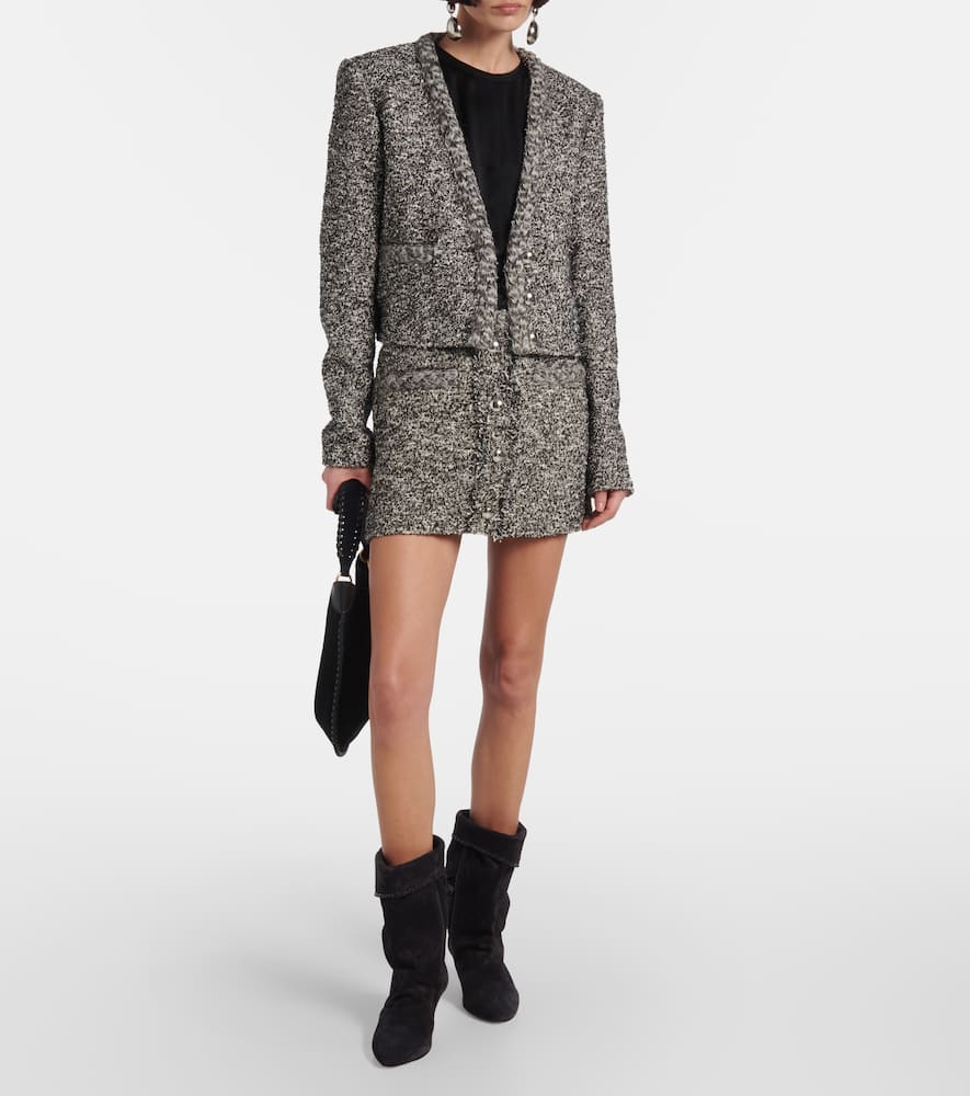 Isabel Marant Gwendoline Cropped Tweed Blazer In Black