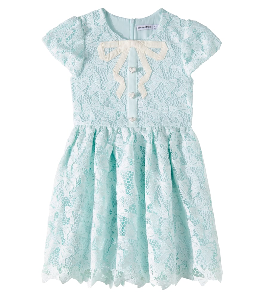 Self-portrait Bow Lace Dress In Blue