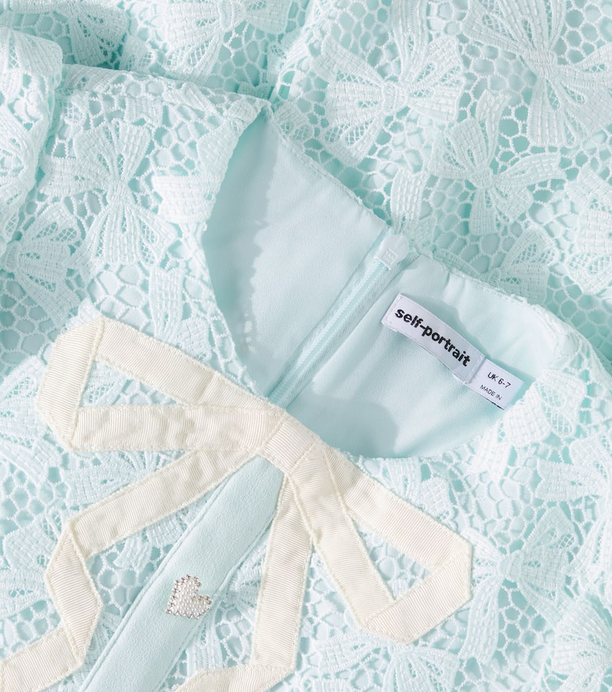 Self-portrait Bow Lace Dress In Blue