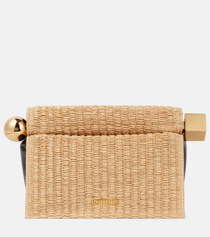 Jacquemus Rond Carré woven raffia-effect clutch