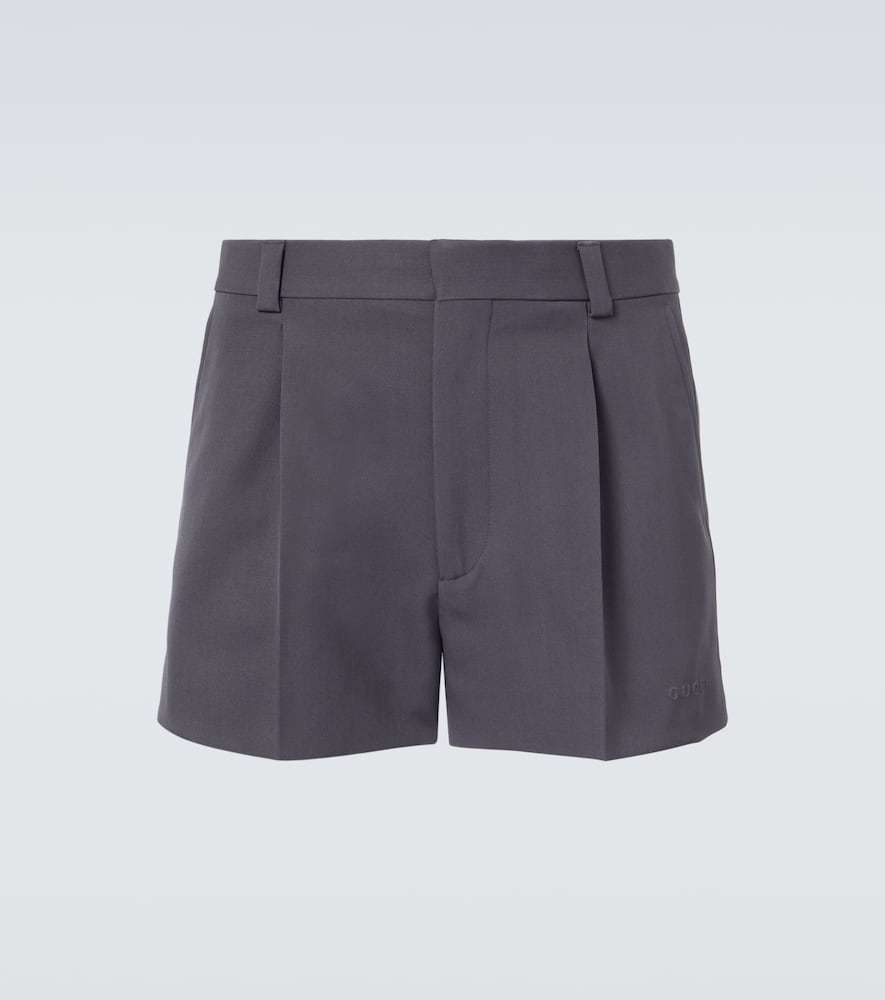 Logo pleated wool shorts