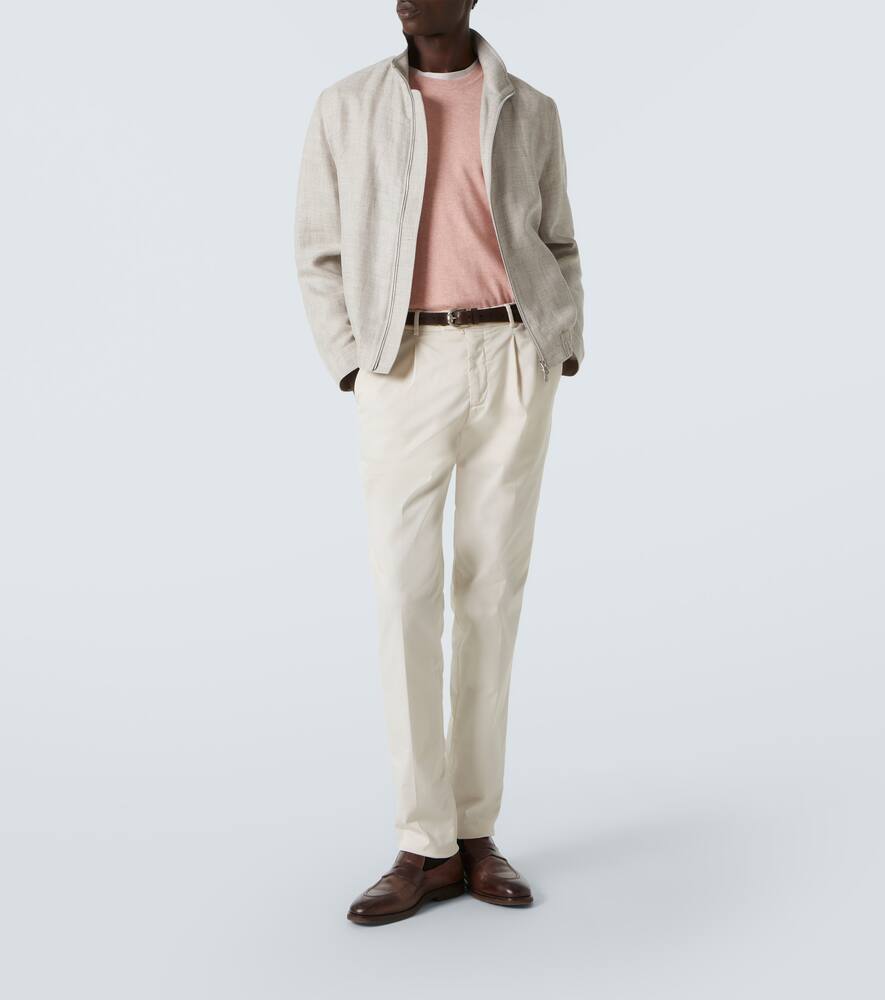 Brunello Cucinelli Linen And Wool Bomber Jacket In Beige