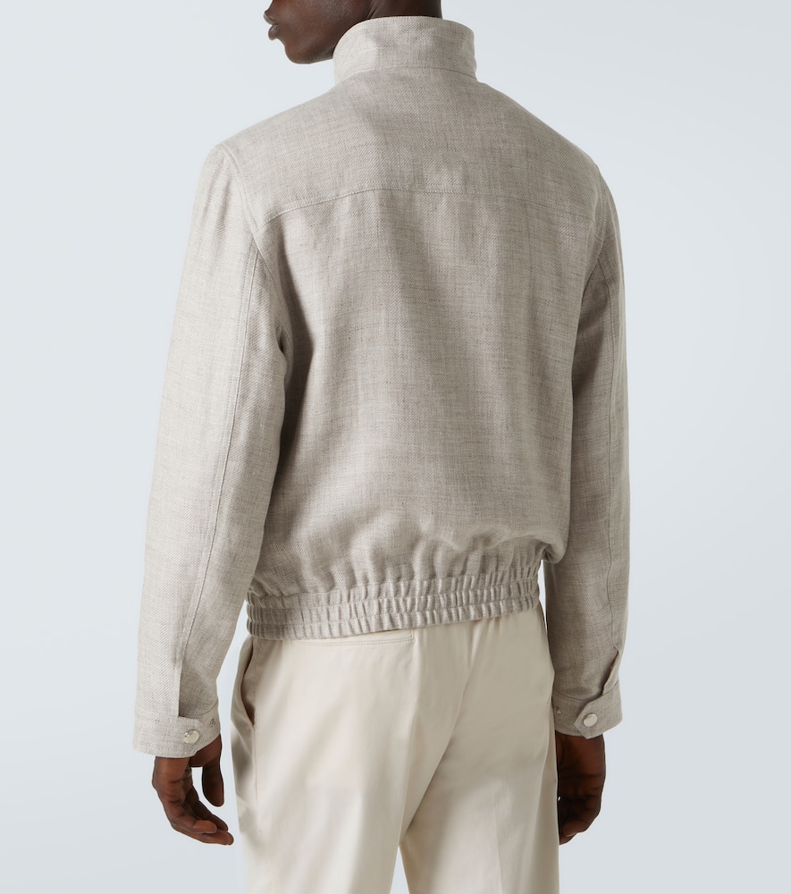 Brunello Cucinelli Linen And Wool Bomber Jacket In Beige